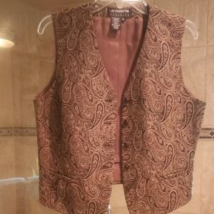 Classic Liz Claiborne Black, Brown and Tan Paisley Vest